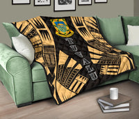 Tuvalu Premium Quilt - Tuvalu Coat Of Arms Polynesian Gold Tattoo - Polynesian Pride