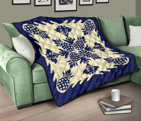Hawaiian Pineapple Pattern Premium Quilt - Blue - Argu Style - AH - Polynesian Pride