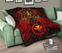 Hawaii Polynesian Premium Quilt - Red Kanaka Maoli Turtle Manta Ray - Polynesian Pride