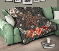 Hawaii Turtle Polynesian Hibiscus Kanaka Style Tropical - Premium Quilt AH - Polynesian Pride