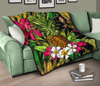 Hawaii Tropical Flowers Pineapple Premium Quilt - Polynesian Pride