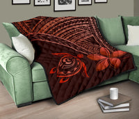 Hawaii Quilt - Hawaii Turtle Plumeria Quilt Red - Polynesian Pride