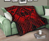Guam Polynesian Premium Quilt - Guam Red Seal with Polynesian Tattoo - Polynesian Pride