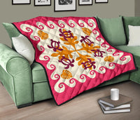 Hawaiian Turtle Pattern Premium Quilt - Pink - Argu Style - AH - Polynesian Pride