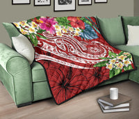 Polynesian Hawaii Premium Quilt - Summer Plumeria (Red) - Polynesian Pride