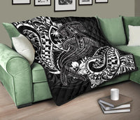 Guam Polynesian Premium Quilt - White Shark Polynesian Tattoo - Polynesian Pride