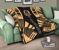 Vanuatu Premium Quilt - Vanuatu Coat Of Arms Polynesian Gold Tattoo - Polynesian Pride