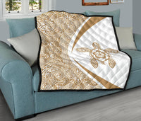 Hawaii Turtle Polynesian White Premium Quilt - Circle Style - Polynesian Pride