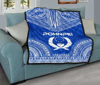 Pohnpei Premium Quilt - Pohnpie Flag Polynesian Chief Blue Version - Polynesian Pride
