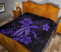 Hawaii Turtle Flower Polynesian Premium Quilt - Purple - Polynesian Pride
