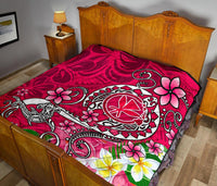 Hawaii Premium Quilt - Turtle Plumeria Polynesian Tattoo Pink Color - Polynesian Pride