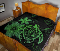 Hawaii Turtle Hibiscus Premium Quilt Green - Polynesian Pride