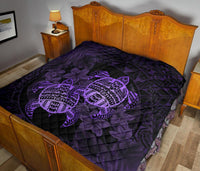 Hawaii Premium Quilt - Turtle Strong Pattern Hibiscus Plumeria Violet AH - Polynesian Pride