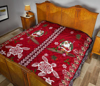 Hawaii Turtle Santa Claus Pattern Christmas Premium Quilt - San Style - AH - Polynesian Pride