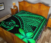 Hawaii Quilt - Hawaii Turtle Plumeria Quilt Green - Polynesian Pride