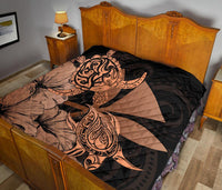 Hawaii Turtle Premium Quilt Polynesian Hibiscus Art Ver 2.0 Orange AH - Polynesian Pride