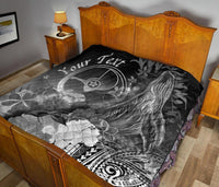 Custom Personalised Yap Premium Quilt - Humpback Whale with Tropical Flowers (White) - Polynesian Pride