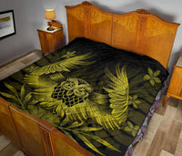 Hawaii Owl Hibiscus Plumeria Premium Quilt - Yellow - Polynesian Pride