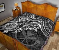 Hawaii Polynesian Premium Quilt - Kanaka Maoli & White Turtle Hibiscus - Polynesian Pride