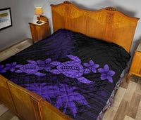 Hawaii Turtle Plumeria Coconut Tree Polynesian Premium Quilt - Purple - Polynesian Pride