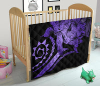 Hawaii Turtle Hibiscus Polynesian Vintage Premium Quilt - Purple - Polynesian Pride