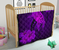 Hawaii Whale Swim Poly Purple Premium Quilt - Polynesian Pride