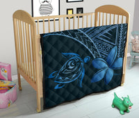 Hawaii Quilt - Hawaii Turtle Plumeria Quilt Aegean Blue - Polynesian Pride