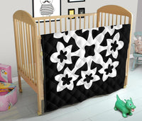 Hawaiian Premium Quilt Royal Pattern - Black And White - A1 Style - Polynesian Pride