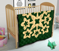 Hawaiian Premium Quilt Royal Pattern - Green - A1 Style - Polynesian Pride