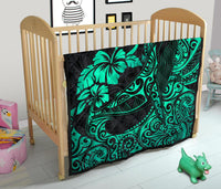 Polynesian Hawaii Premium Quilt - Polynesian Turquoise Humpback Whale - Polynesian Pride