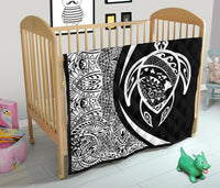 Hawaii Turtle Map Polynesian Premium Quilt - White - Circle Style - Polynesian Pride