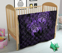 Hawaii Premium Quilt - Turtle Strong Pattern Hibiscus Plumeria Violet AH - Polynesian Pride