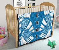 Northern Mariana Islands Premium Quilt - Northern Mariana Islands Seal Polynesian White Tattoo (Blue) - Polynesian Pride