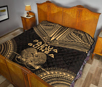 Papua New Guinea Premium Quilt - Papua New Guinea Coat Of Arms Polynesian Chief Gold Version - Polynesian Pride