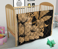 Hawaii Turtle Premium Quilt Polynesian Hibiscus Art Ver 2.0 Gold AH - Polynesian Pride