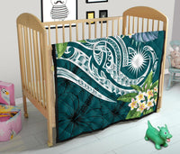 Marshall Islands Polynesian Premium Quilt - Summer Plumeria (Turquoise) - Polynesian Pride