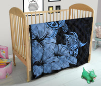 Hawaii Turtle Premium Quilt Polynesian Hibiscus Art Blue AH - Polynesian Pride