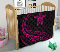 Hawaii Turtle Hibicus Premium Quilt - Frida Style - Pink - Polynesian Pride