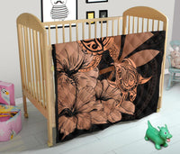 Hawaii Turtle Premium Quilt Polynesian Hibiscus Art Ver 2.0 Orange AH - Polynesian Pride