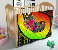 Yap Premium Quilt - Polynesian Hook And Hibiscus (Raggae) - Polynesian Pride