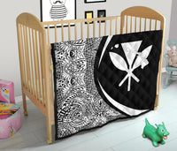 Hawaii Kanaka Polynesian Black And White Premium Quilt - Circle Style - Polynesian Pride