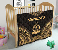 Vanuatu Premium Quilt - Vanuatu Coat Of Arms Polynesian Chief Gold Version - Polynesian Pride