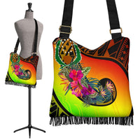 Pohnpei Boho Handbag - Polynesian Hook And Hibiscus (Raggae) - Polynesian Pride