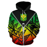 Hawaiian Hoodie Kanaka Maoli Flag With Zipper Style - Polynesian Pride
