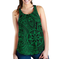 Polynesian Hawaiian Style Tribal Tattoo Green Women's Racerback Tank Top Green - Polynesian Pride