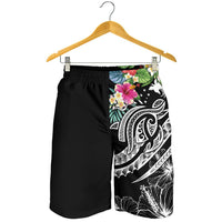 Papua New Guinea Polynesian Men's Shorts - Summer Plumeria (Black) - Polynesian Pride