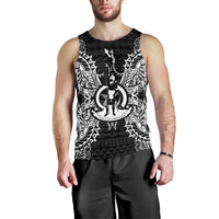 Vanuatu Polynesian Men Tank Top Map Black Black - Polynesian Pride
