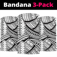 Polynesian Lines Tatau White Unisex Bandana One Size White - Polynesian Pride