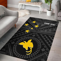 Papua New Guinea Personalised Area Rug - Flag With Polynesian Patterns (Black) Black - Polynesian Pride