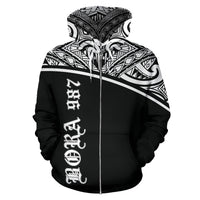 Bora 987 Fish All Over Zip up Hoodie Polynesian Black Curve Style - Polynesian Pride